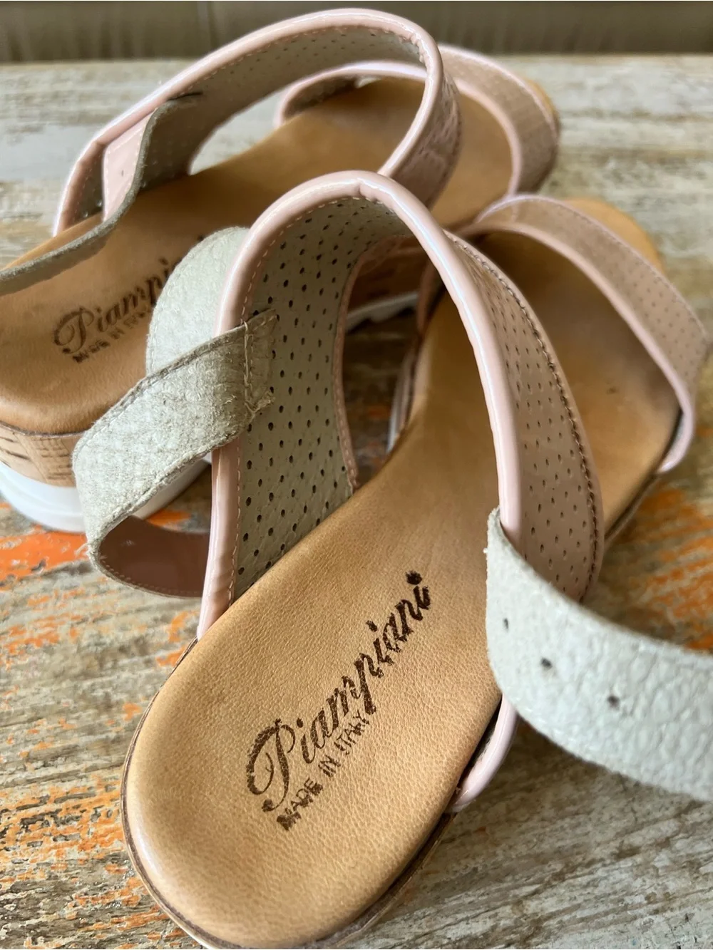 Piampiani Blush Pink Perforated Sandals Size 39/8 1/2